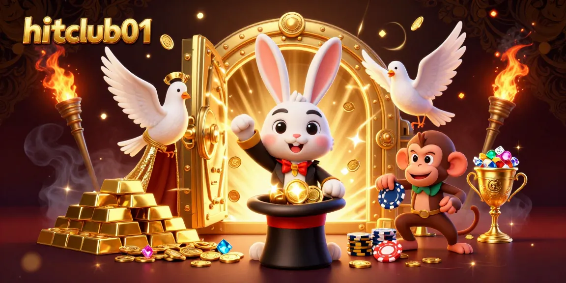Engage in the winning magic of hitclub01 with a scene filled with coins, jewels, and thrilling characters.