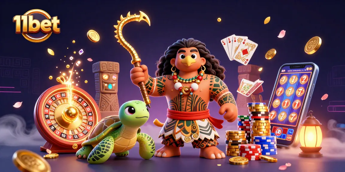11bet offers thrilling casino experiences with vibrant characters, golden coins, and exciting game elements.