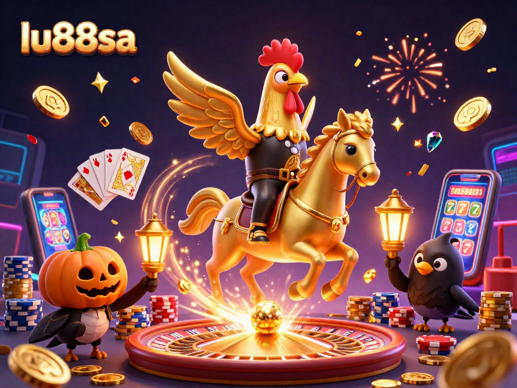 Watch the golden rooster lu88sa spin the roulette and spread joy in this dynamic casino scene.