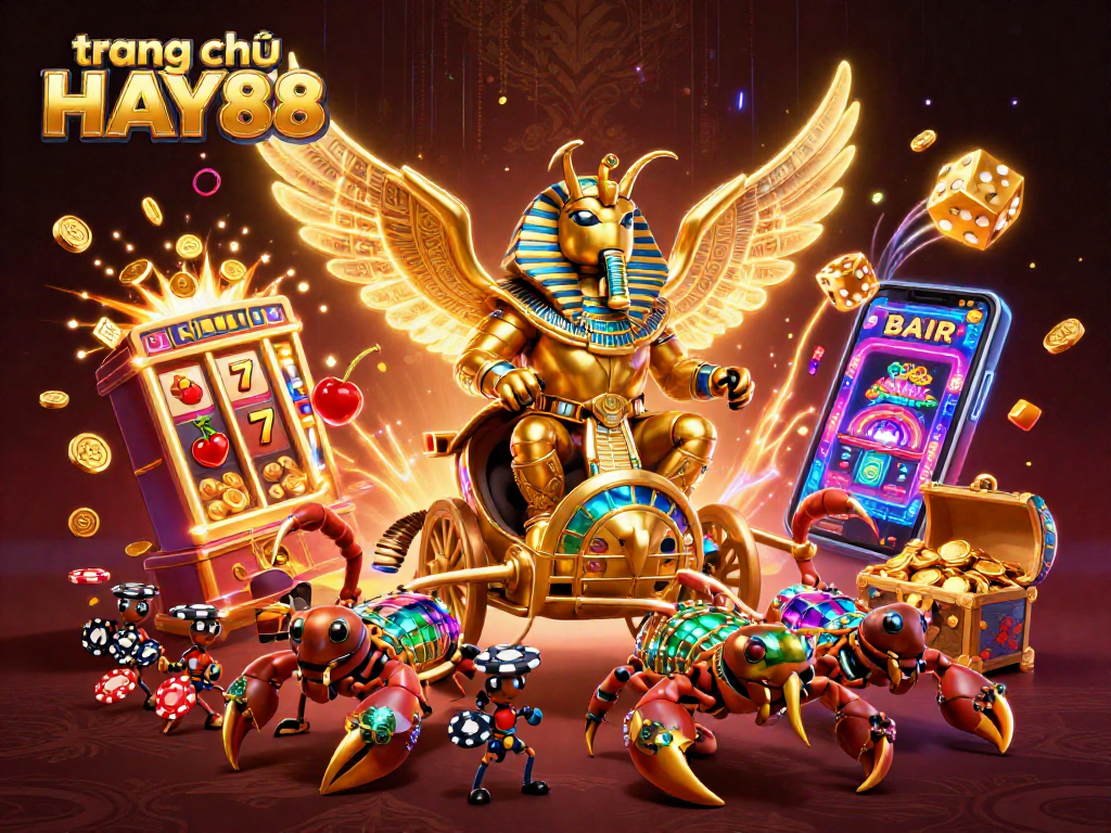 Experience excitement at trang chủ HAY88 with vibrant 3D illustrations of gambling games.