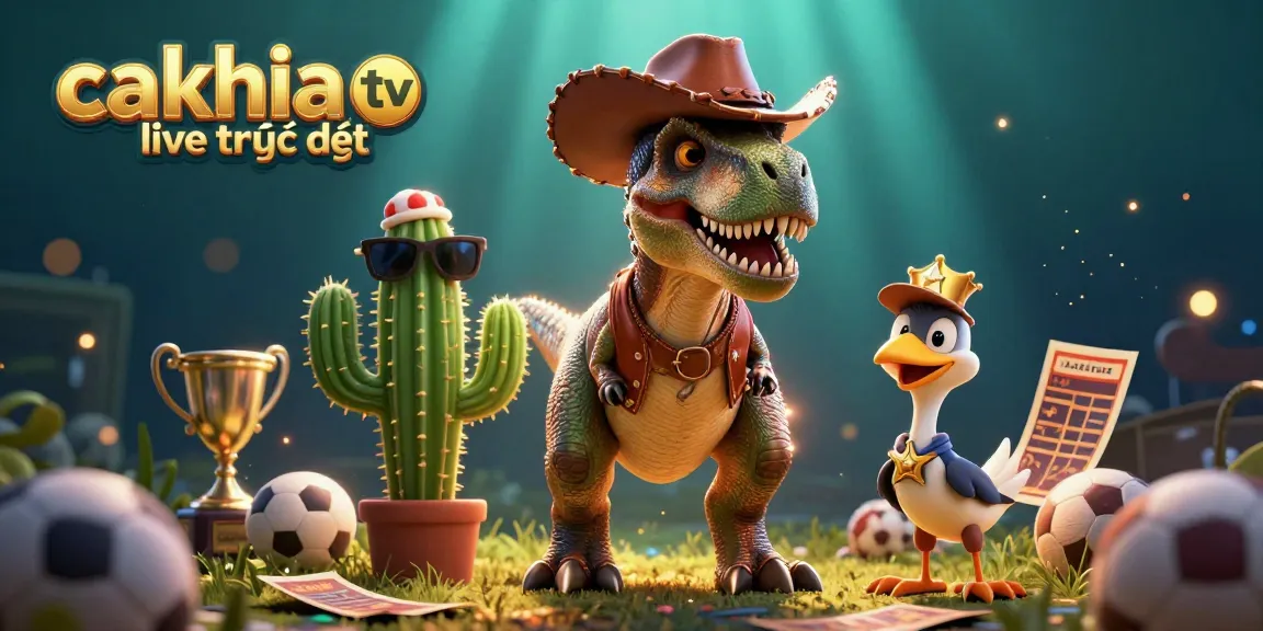Bet on sports with cakhia tv live trực tiếp showcasing a vibrant scene of animated characters in a gambling-themed illustration.