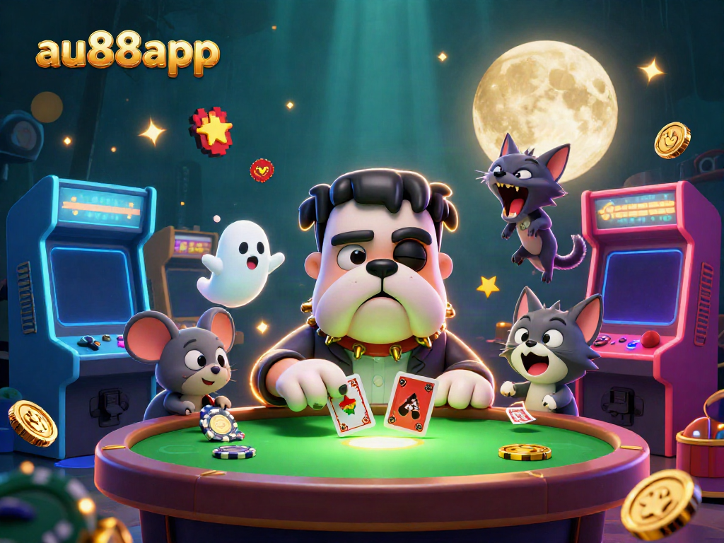 Experience thrilling gameplay at AU88app with a fun casino-themed digital illustration.