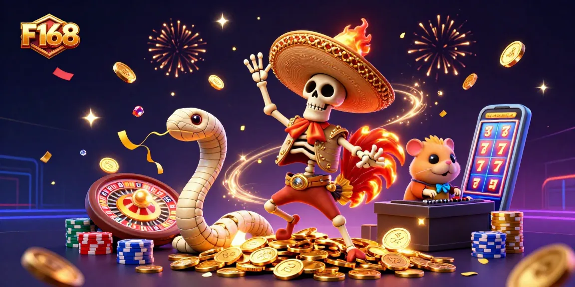 Experience thrilling wins with the F168 as the skeleton mariachi and friends celebrate among golden riches!