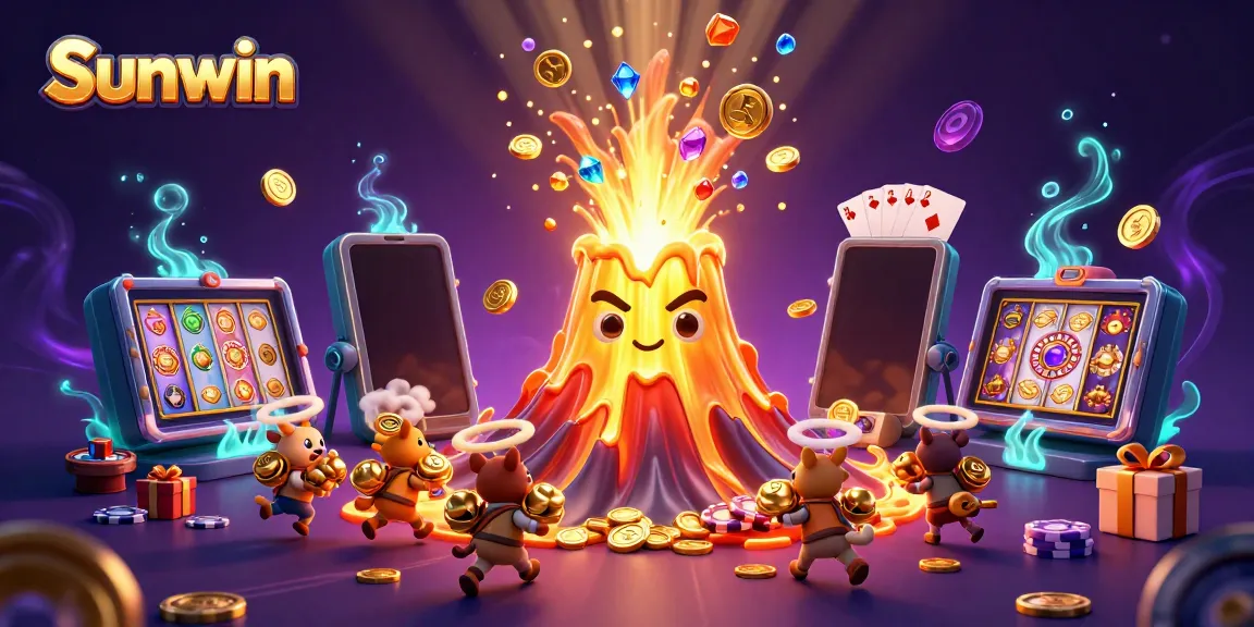 Engage with thrilling Sunwin casino experiences amid golden treasures and vibrant game elements.