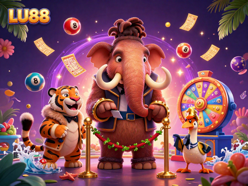 LU88 elevates your gaming experience at the casino with vibrant lottery visuals and immersive characters.