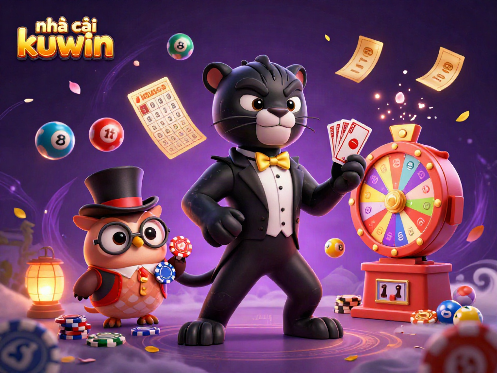 Experience the excitement of nhà cái kuwin with stylish characters in this vibrant casino scene.