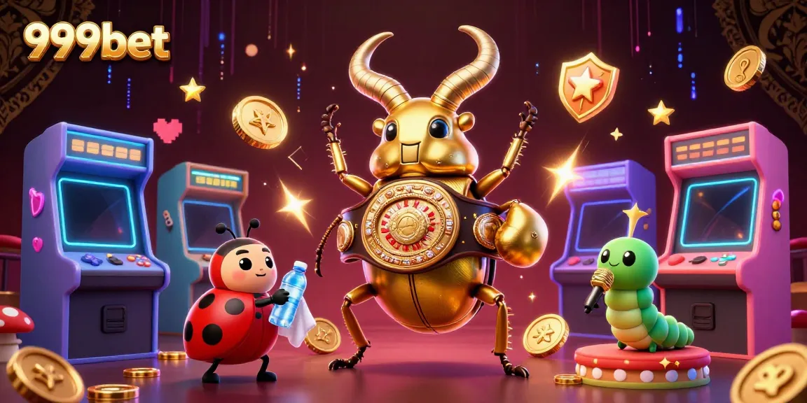 Experience thrilling gameplay with 999bet in this dynamic casino-themed 3D illustration featuring game elements and characters.