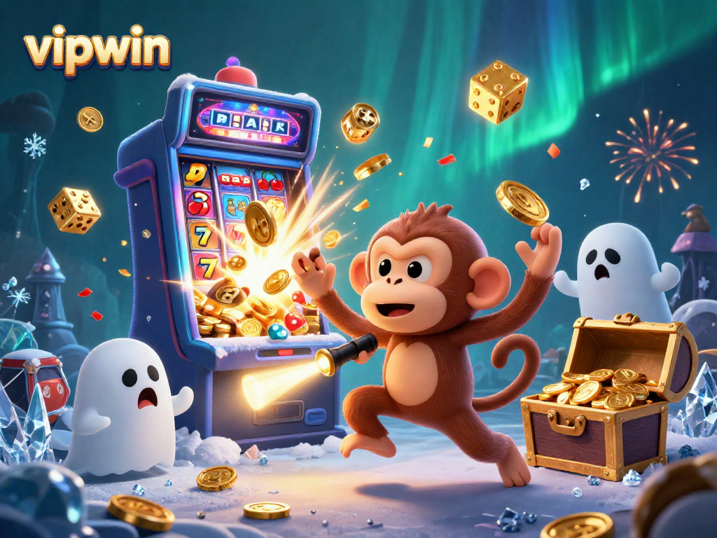 Experience the thrill of vipwin with captivating slots and exciting gaming elements in this vibrant 3D illustration.