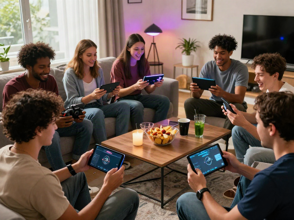 Engaged gamers enjoying DA88 online platform during a lively game night.