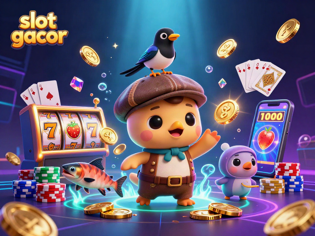 Spin the slot gacor reels with vibrant characters and casino elements in an exciting 3D scene.