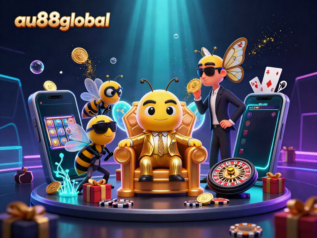 Experience the excitement of winning with au88global's dynamic casino scene featuring engaging characters and rich game elements.