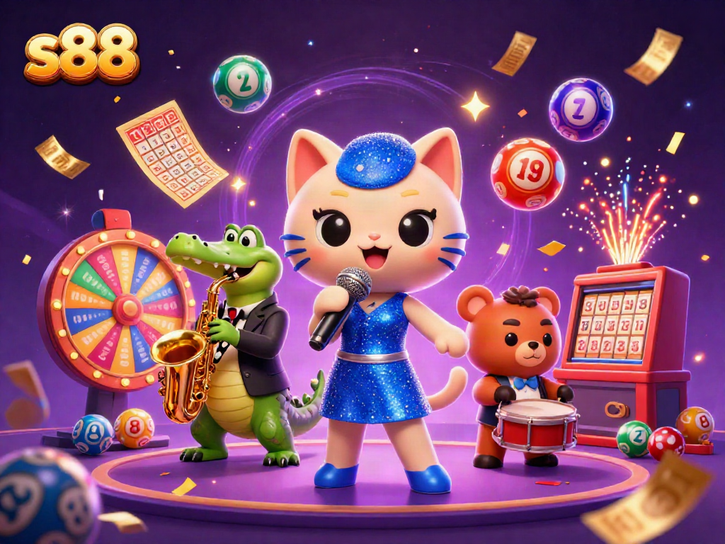 Experience the thrill of s88 with animated characters and vibrant casino elements.