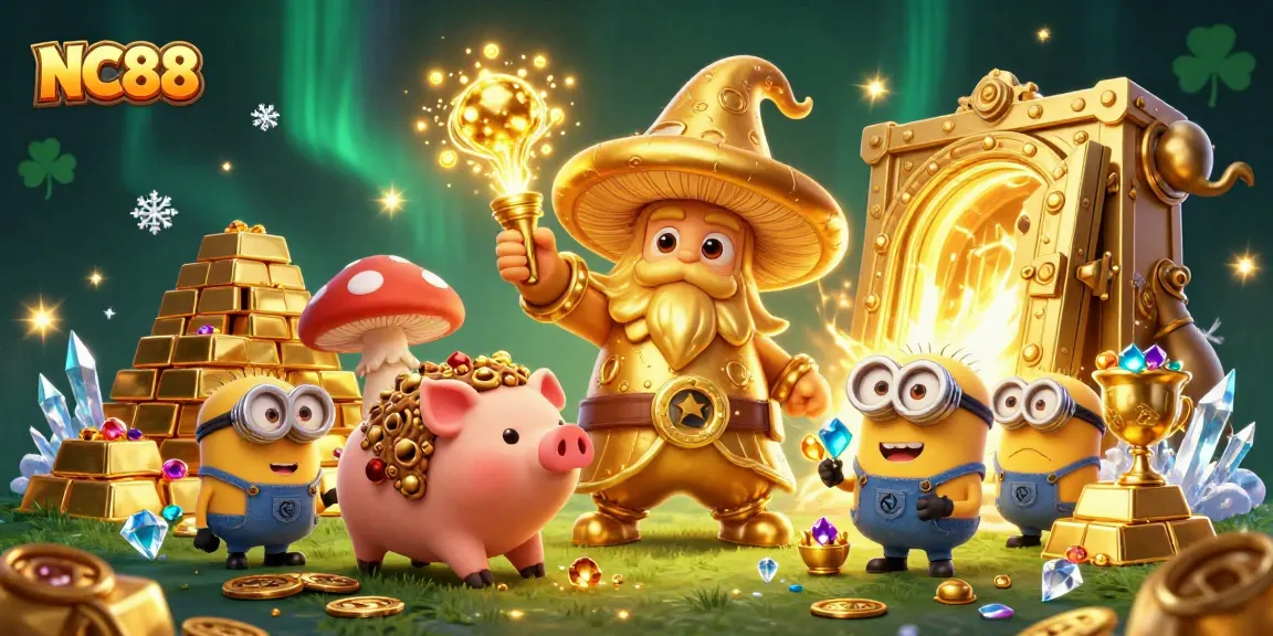 Experience NC88's exciting treasure hunt with a golden wizard, gems, and vibrant 3D magic.