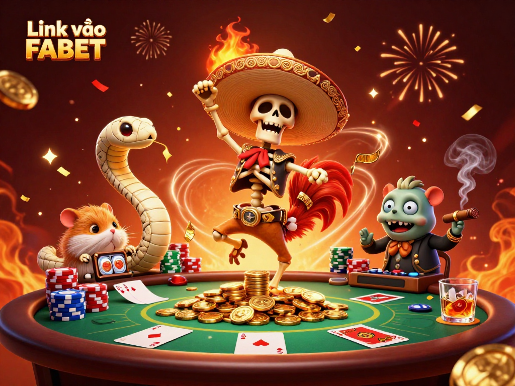 Win big with Link vào FABET in a vibrant casino scene filled with action and victory.