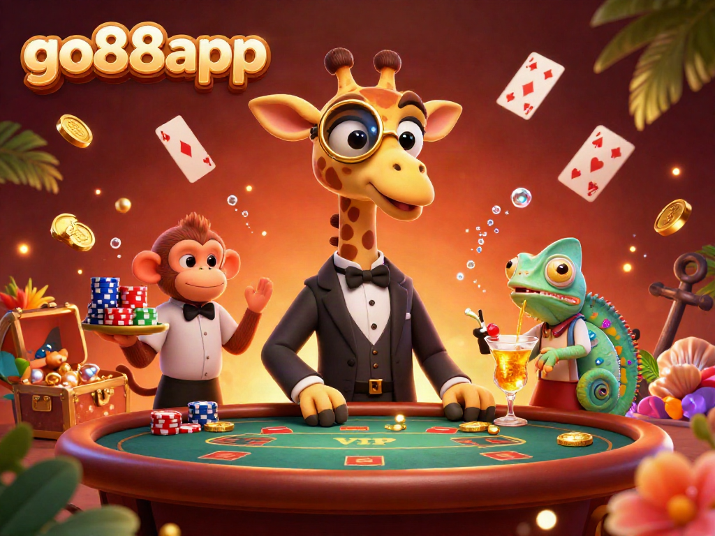 Experience thrilling action at go88app with a giraffe high-roller, a monkey valet, and a chameleon bartender.