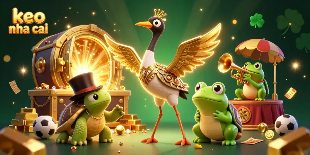Engage in thrilling sports betting with keo nha cai, featuring vibrant characters in an upscale casino setting.