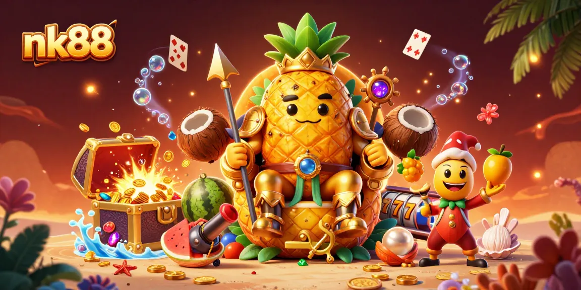 Join the king of nk88 with his jester and bodyguards in an exciting casino adventure.