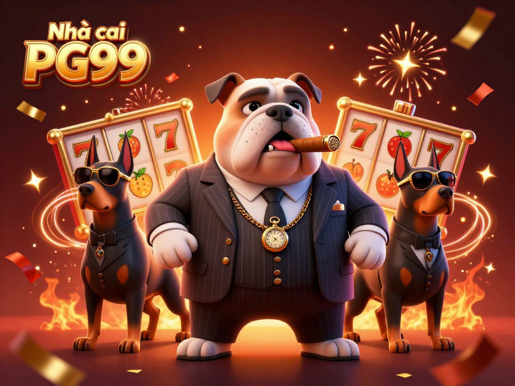 Engage with Nhà cái PG99's thrilling slot experience featuring lively mafia characters and vibrant casino elements.