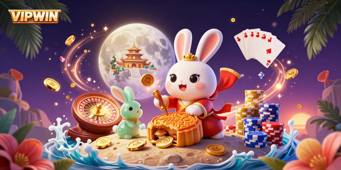 Experience the magical wins at VIPWIN with animated characters and dynamic casino elements in an enchanting scene.