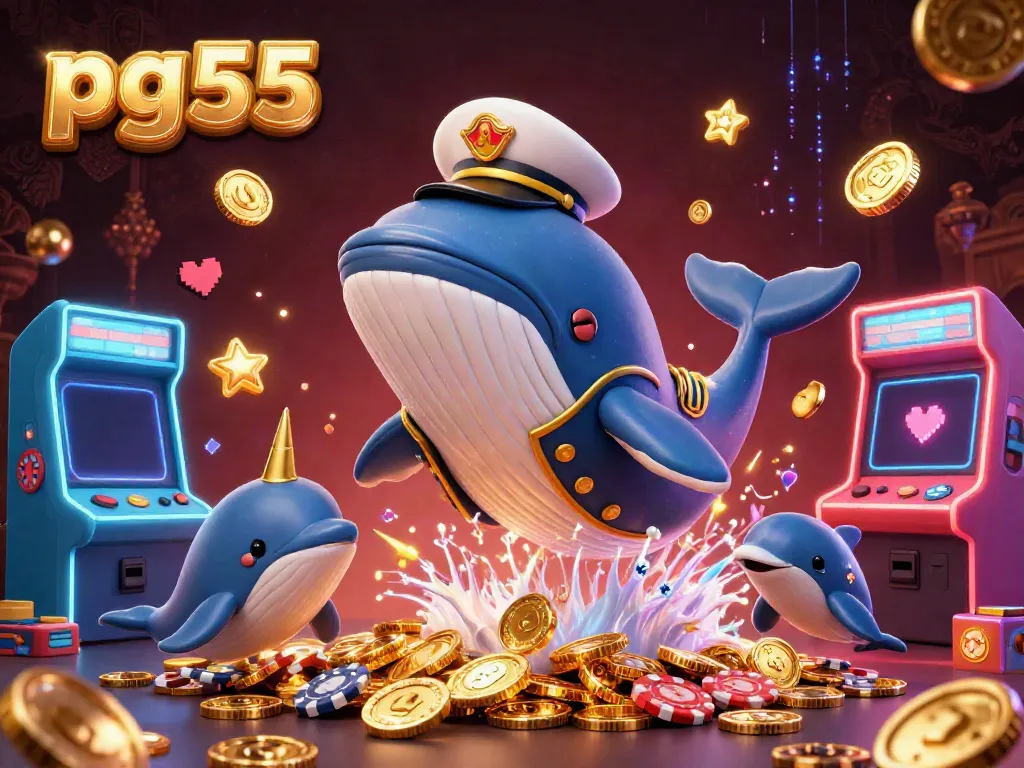 Engage with pg55's immersive casino experience featuring vibrant whales and dolphins.