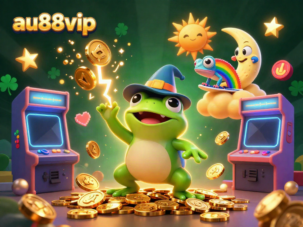 Experience thrilling wins at au88vip with a lively 3D casino scene featuring vibrant characters and gaming elements.
