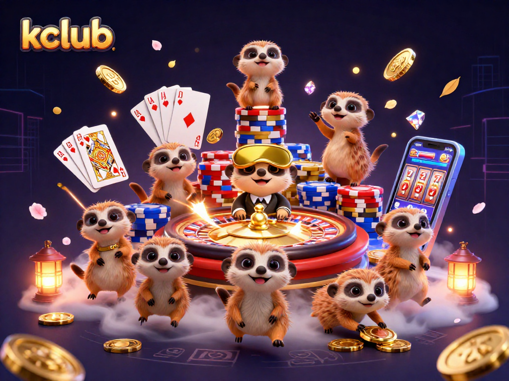 Kclub showcases meerkats orchestrating an exciting casino scene, encapsulating the thrill of gaming.