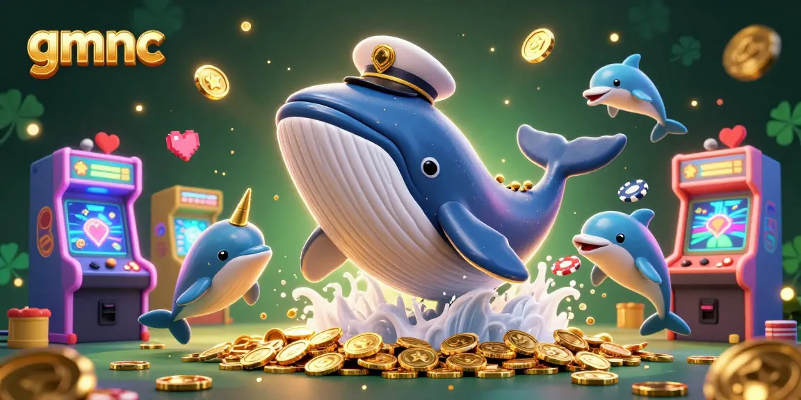 Engage with gmnc's vibrant casino world featuring a cartoon whale and playful dolphins.