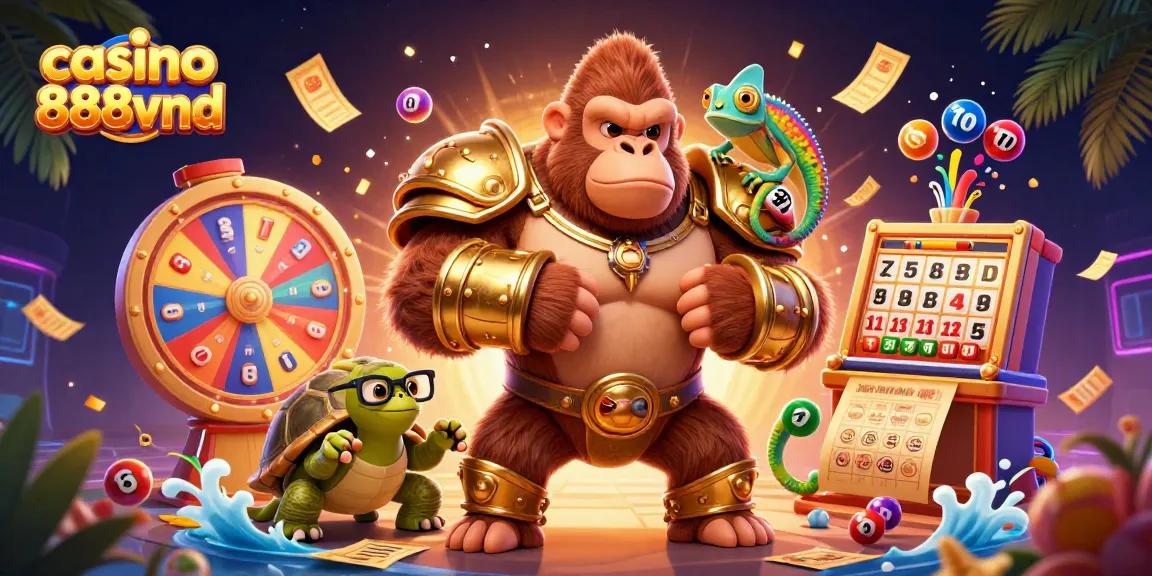 Experience thrilling fun at casino 888vnd with an engaging 3D illustration of vibrant casino elements.
