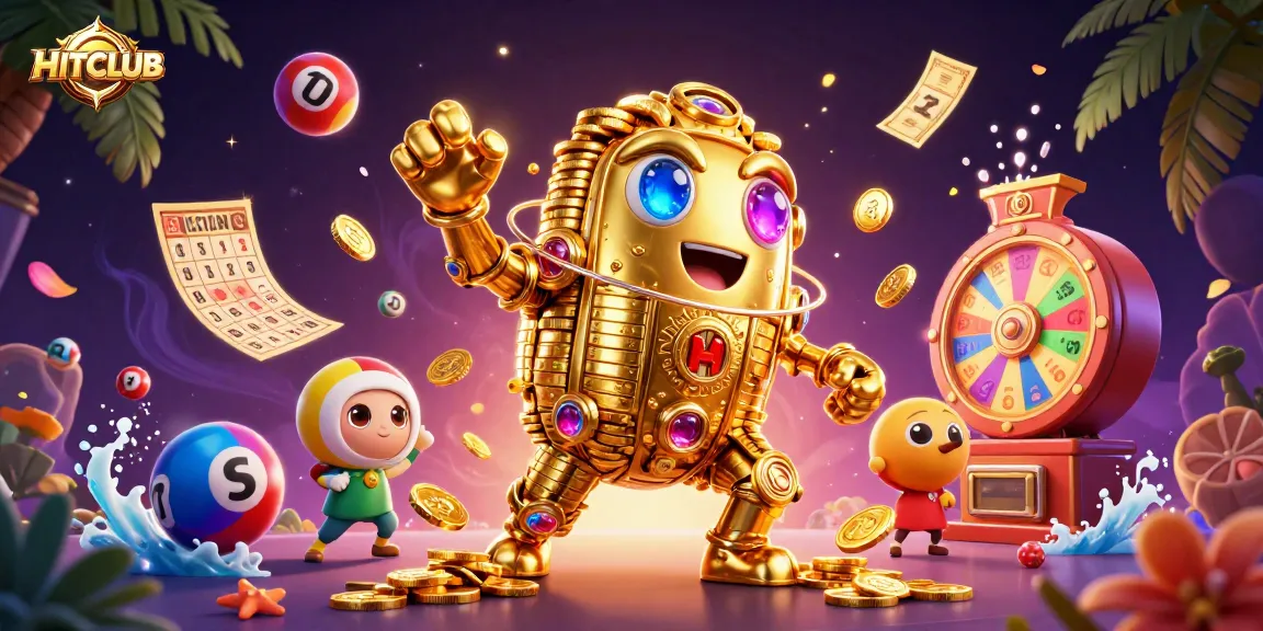Experience thrilling gameplay with HITCLUB's golden golem and colorful lottery elements.