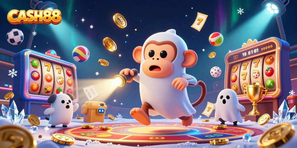 CATCH GOLDEN WINS AT CASH88: An enchanting casino scene where a playful poltergeist monkey juggles golden treasures.