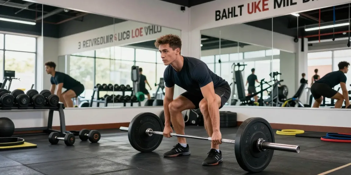 Prime Pharma Steroïden Winkel met atleet die deadlift uitvoert in moderne sportschool met natuurlijk licht.