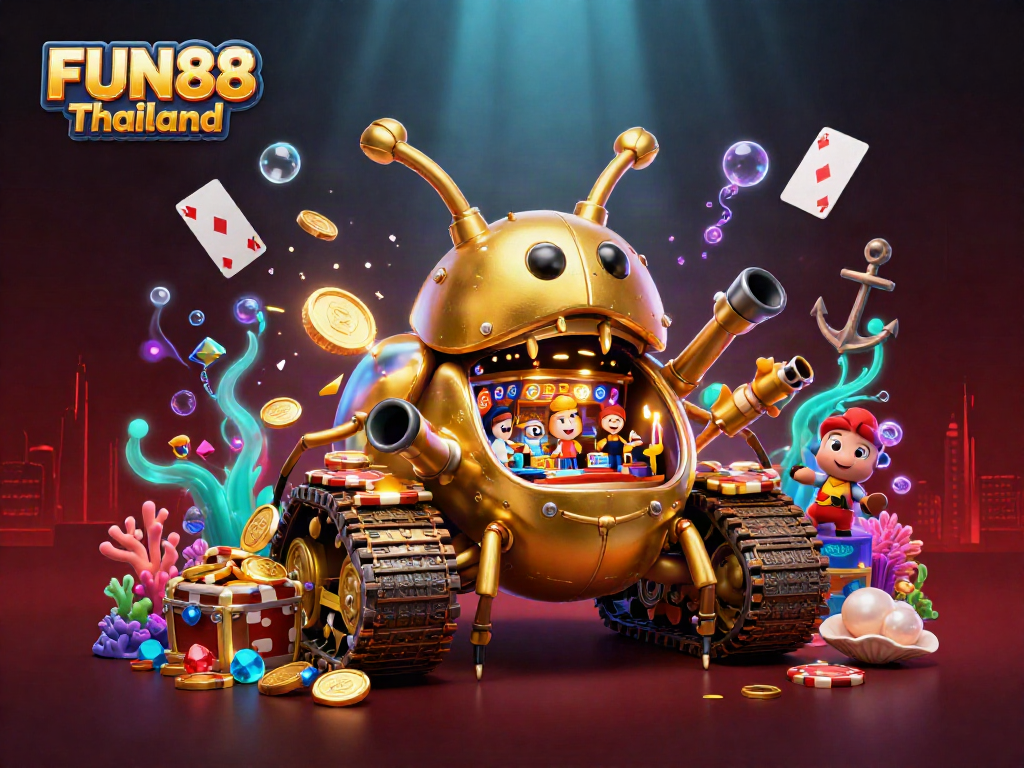 Engage in FUN88 Thailand's dynamic atmosphere with a golden beetle tank casino bursting with excitement.