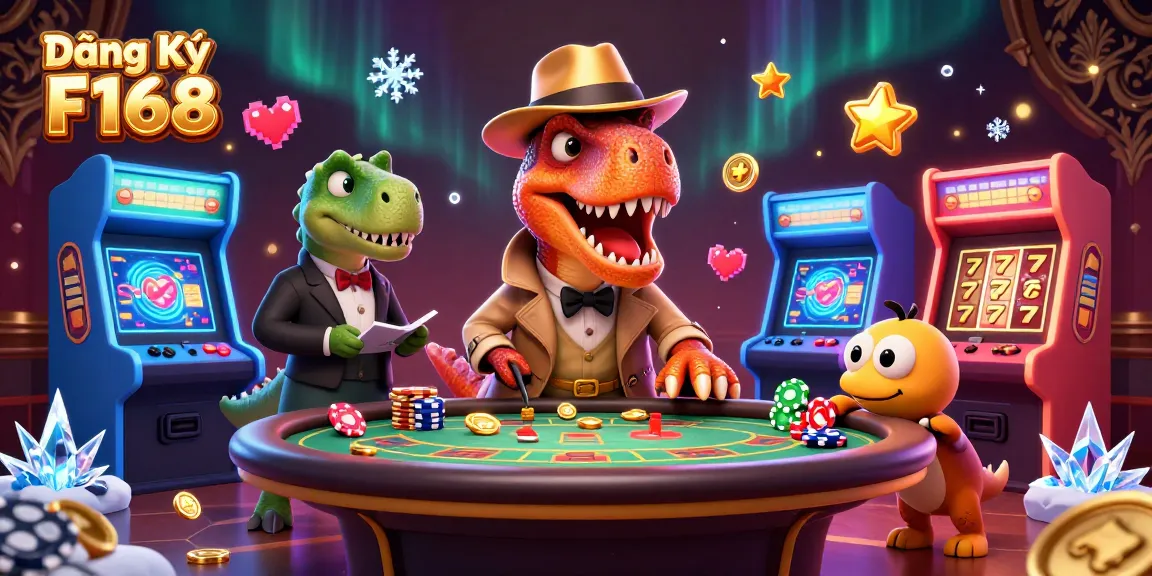 Experience strategic gameplay with Đăng Ký F168 at an exciting casino, featuring dynamic cartoon characters.