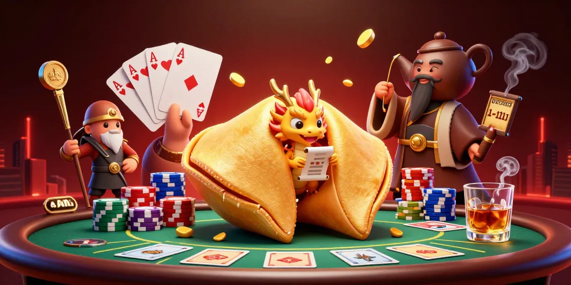 Engage with exhilarating casino vibes at Okfun with gold, poker elements, and fortune imagery.