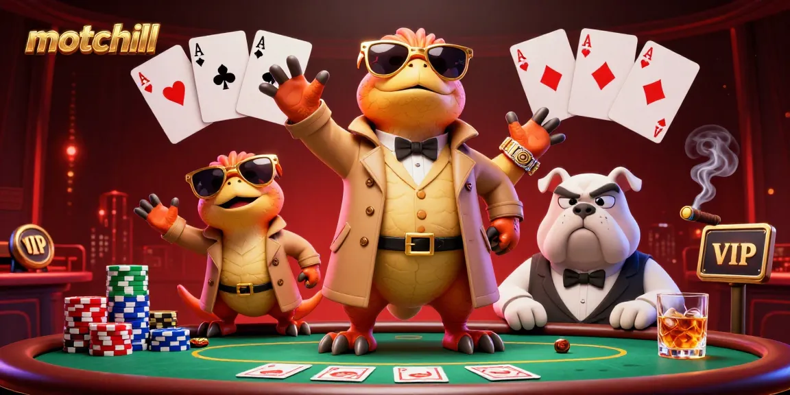 Enjoying a thrilling gaming session at motchill with vibrant poker elements and whimsical raptors.