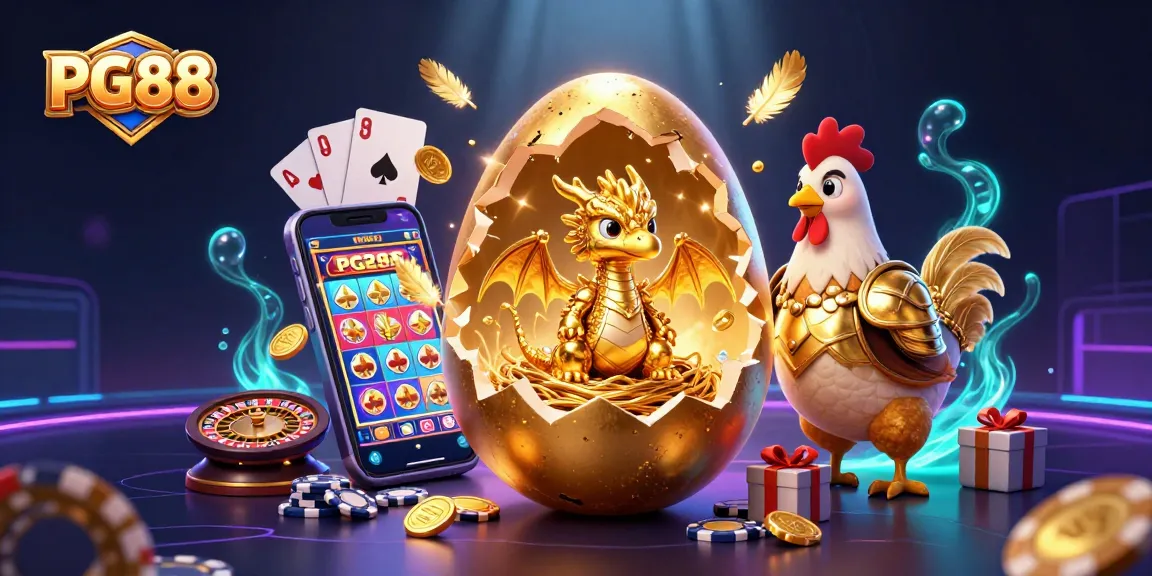 Engage in thrilling gameplay at PG88 with a dazzling scene of a golden dragon amidst vibrant casino elements.